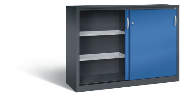C+P schuifdeurkast Acurado, H1200xB1600xD500mm, kleur: zwartgrijs / gentiaanblauw, beugelgreep, 2157-09 S10031