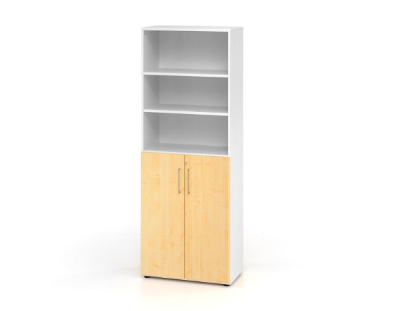 Hammerbacher combikast 6OH met deuren 3OH 968T3, romp: wit / voorkant: esdoorn, 80 x 42 x 215,4 cm (BxDxH), V968T3/W/3/BS