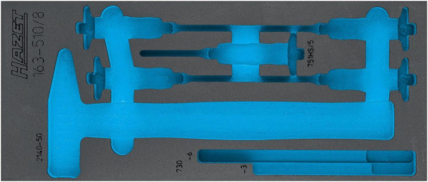 Hazet 2-componenten zachtschuim inzetstuk, voor 163-510 Afmetingen / lengte: 392 mm x 172 mm Organisatiesysteem afmeting: 1/3+ (172 x 392 mm), 163-510L