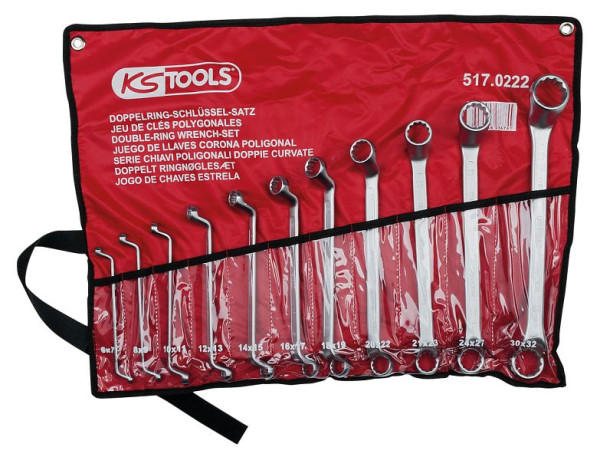 KS Tools dubbele ringsleutelset, gebogen, 11-delig 6-32 mm, 517.0222