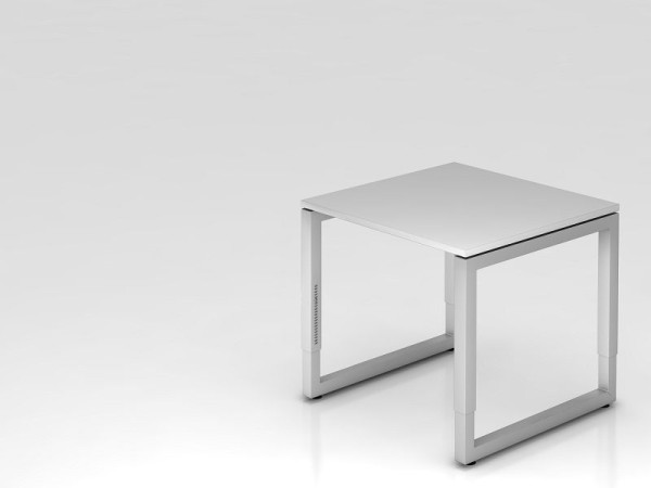 Hammerbacher bureau O-voet vierkant 80x80cm grijs, rechthoekige vorm met zwevend tafelblad, VRS08/5/S
