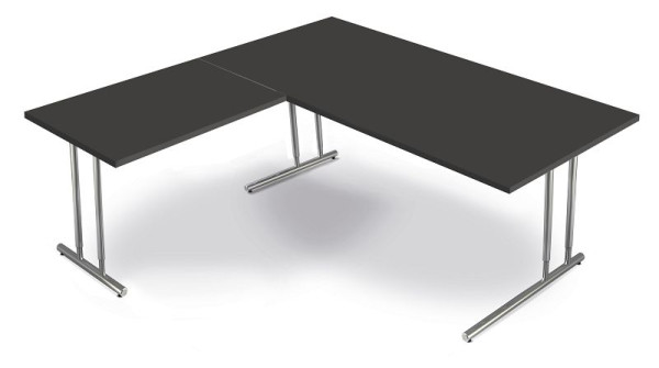 Kerkmann hoekige werkplek van bureau B 2000 x D 1000 x H 680-820 mm, Artline, kleur: antraciet, 11767213