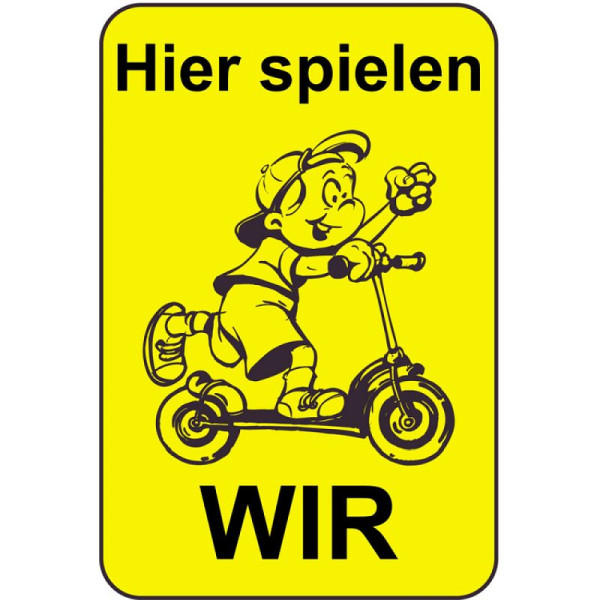 Stein HGS HGS kinderinformatiebord/verkeersbord Hier spelen WE, 500x750mm, reden: geel geschilderd, 14796