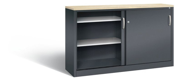 C+P dressoir met schuifdeuren Acurado, H1000xB1600xD400mm, kleur: zwartgrijs, beugelgreep, 2146-00 S10156