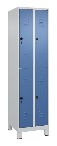 C+P Doppelstöckiger Spind Classic PLUS, Füße, 2 Abteile, 1950x500x500mm, 7035/5023, 080310-29 S10005