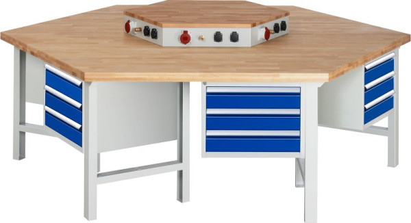 RAU groepswerkbank 427 energieopzetstuk, B2700xD2340xH790-1140mm, 6x 3 laden volledig uittrekbaar, 13-427-135B4H-EA1.11