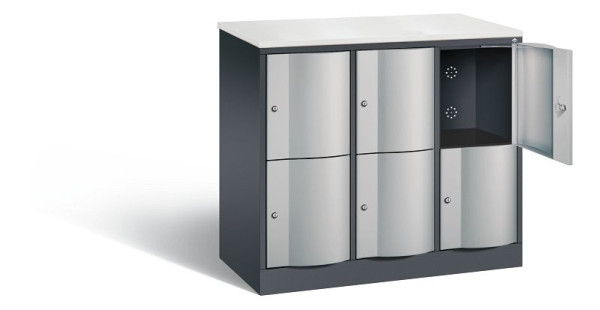 C+P lockerkast Resisto, H1077xB1148xD540mm, kleur: zwart-grijs/wit aluminium, 8472-372 S10141