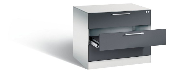 C+P archiefkast Asisto, H710xB800xD600mm, kleur: lichtgrijs/zwartgrijs, beugelgreep, 146273-323 S10124
