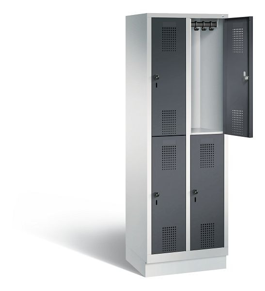 C+P locker dubbellaags Evolo, H1800xB610xD500mm, kleur: lichtgrijs/zwartgrijs, 48320-20 S10277