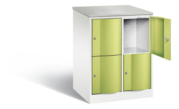 C+P XL lockerkast Resisto, H1077xB772xD640mm, kleur: verkeerswit / virid green, 8472-273 S10071