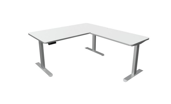 Kerkmann zit-statafel, Move 3 Premium, B 1600 x D 800 mm met aanbouwelement, elektrisch in hoogte verstelbaar van 720-1210 mm, wit, 10332010