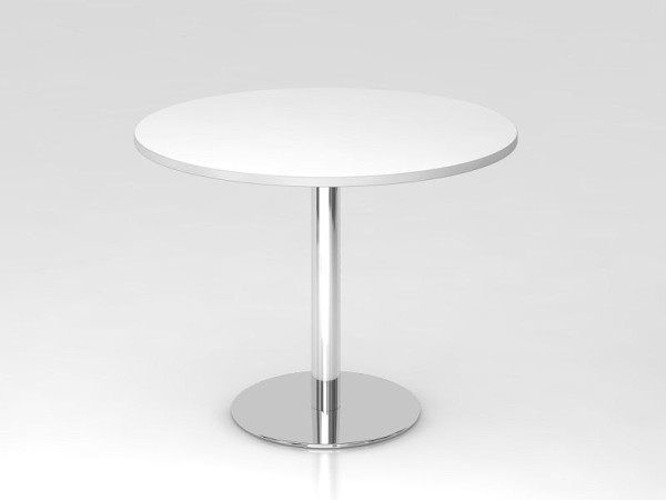 Hammerbacher vergadertafel 100cm rond wit/chroom, verchroomd frame, VSTF10/W/C