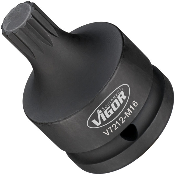 VIGOR slagmoersleutel schroevendraaierbit, hol vierkant 20 mm (3/4 inch), inwendig meertands profiel XZN, M16, V7212-M16