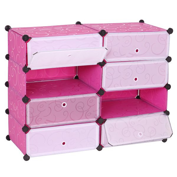 Mendler schoenenkast HWC-B66, schoenenrek, stellingkast, 8 vakken 73x92x36cm, roze, 60605