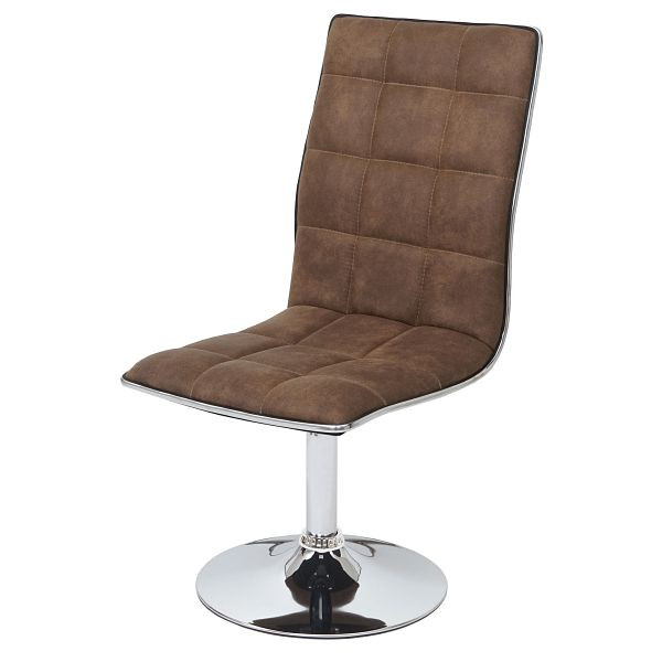Mendler set van 2 eetkamerstoelen HWC-C41, stoel keukenstoel, in hoogte verstelbaar draaibaar, stof/textiel, vintage bruin, 59107