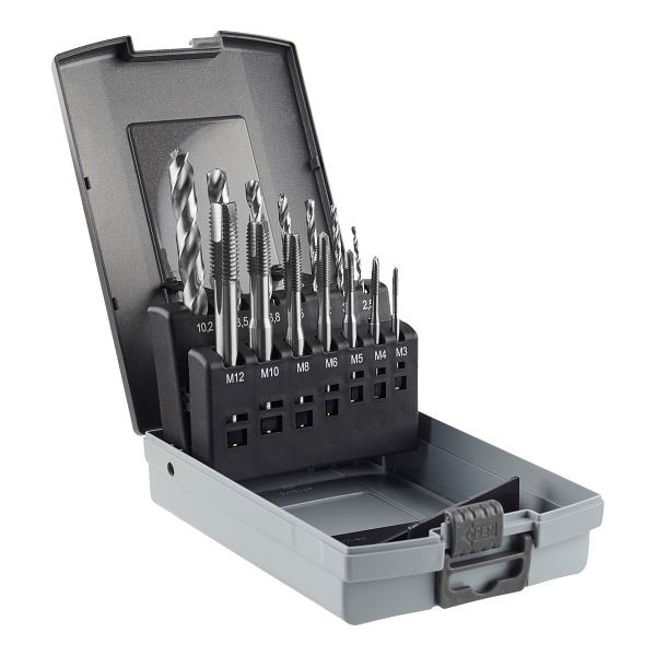 GSR machinetapset 14-delig vorm B HSSE M3 - M12 inclusief spiraalboren, 08403017