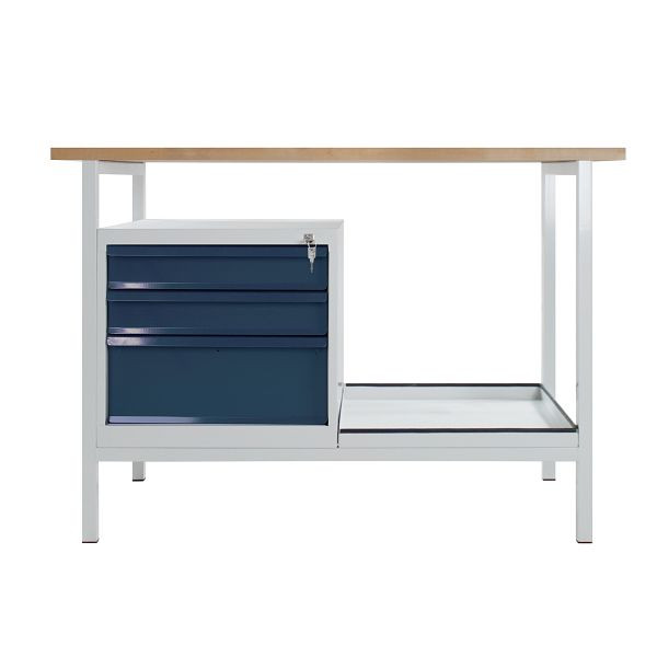 ADB werkbank Eko, 3 laden, L1200xB600xH825mm, RAL7035/7016, 42921