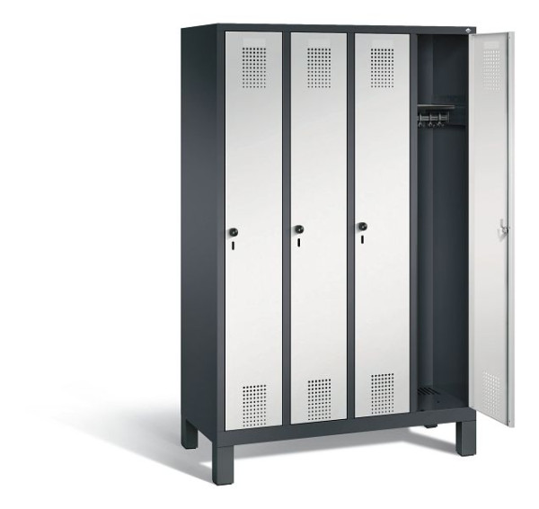 C+P garderobe Evolo, H1850xW1190xD500mm, kleur: zwartgrijs / lichtgrijs, 48010-40 S10089