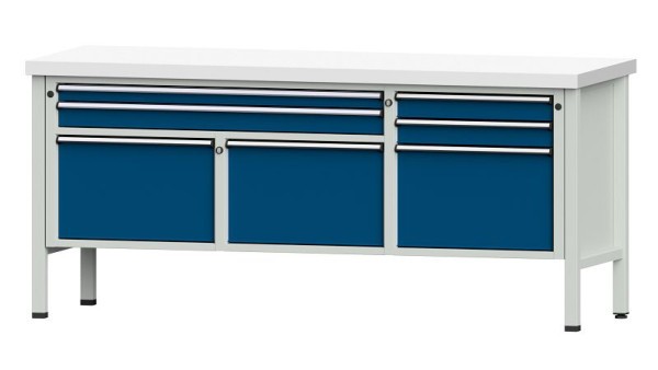 ANKE werkbanken kistwerkbank, model 281 V, 2000 x 700 x 900 mm, RAL 7035/5010, KSP 50 mm, 304.523