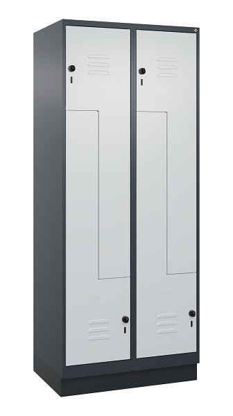 C+P Z-Spind Classic PLUS, C Z-Spind, Classic PLUS, Sockel, 4 Abteile, 1950x800x500mm, 7016/7035, Drehriegel, 080023-224 S10013