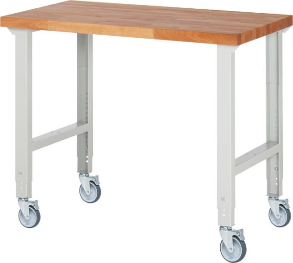RAU verrijdbare werkbank (in hoogte verstelbaar) 7000-1, 1250x700x950-1000mm, 4 zwenkwielen, 05-7000-1-127B4H4.12