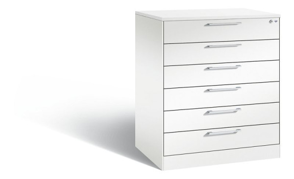 C+P archiefkast Asisto, H1010xB800xD600mm, kleur: verkeerswit, beugelgreep, 146243-600 S10031
