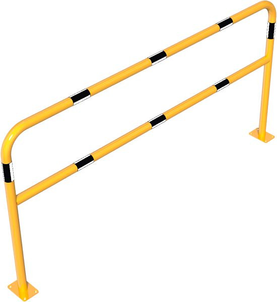 Schake buisbeugel van stalen buis geel/zwart met dwarsbalk voor inzetting in beton, totale breedte: 2000 mm, totale hoogte: 1000 mm, stalen buis Ø 48 mm, 448_64BG