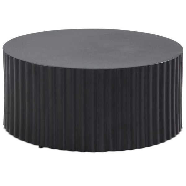 Wohnling salontafel 67x67x31 cm metaal zwarte salontafel rond, met golfpatroon, ijzer in lattenlook, modern, WL6.760