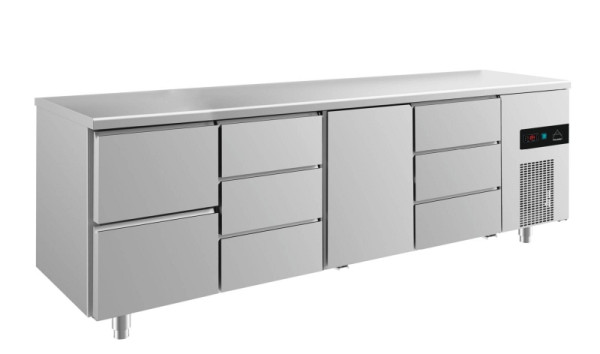 A&S Polarny koeltafel -2 tot +8°C met 1x deur midden rechts, 1x twee laden links en 2x drie laden, 2330 x 700 x 850 mm, KT4ZDTD