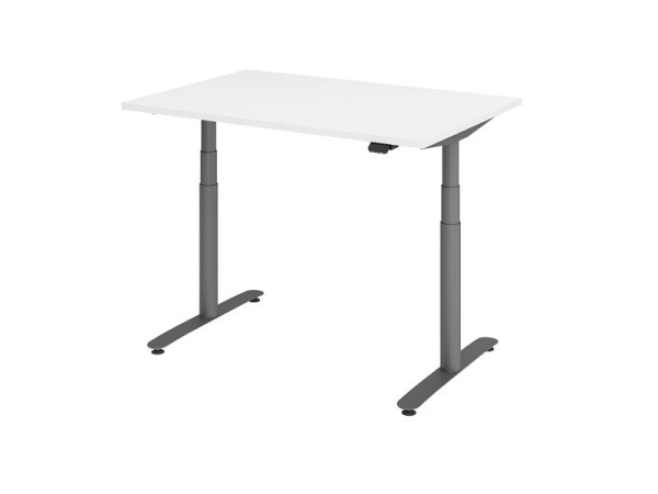Hammerbacher zit-sta bureau elektrisch 120x80cm wit/grafiet, VXDLR12/W/G