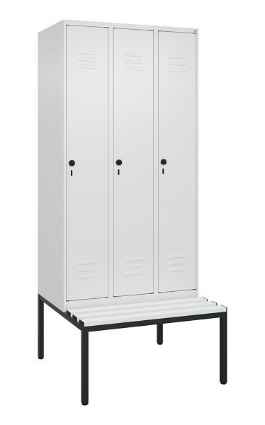 C+P luierkastje Classic PLUS, met onderbank, 3 vakken, 2120x900x815mm, 9016/9016, draaibare sluiting, 0800507-30 S10044