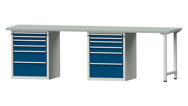 ANKE werkbanken Combinatie werkbank, model 916 V, 2800 x 700 x 840 mm, RAL 7035/5010, ZBP 40 mm, 415.156