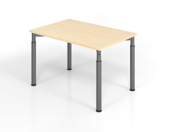 Hammerbacher bureau YS12, 120 x 80 cm, blad: esdoorn, 25 mm dik, ABS dikke rand, rechthoekige vorm, grafiet, VYS12/3/G