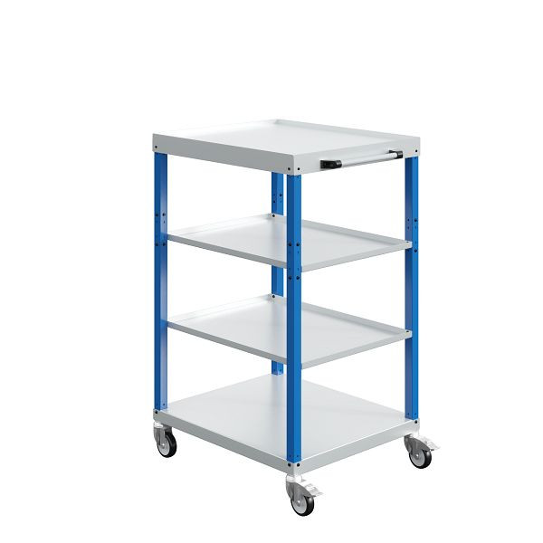 SOFAME transportwagen CAR, 4 planken, B700 x D 815 x H 1275 mm, hemelsblauw RAL 5015, W020060015BIGC