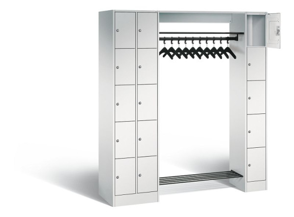 C+P open garderobe serie 8070, H1950xB2100xD480mm, kleur: lichtgrijs, 80730-00 S10003