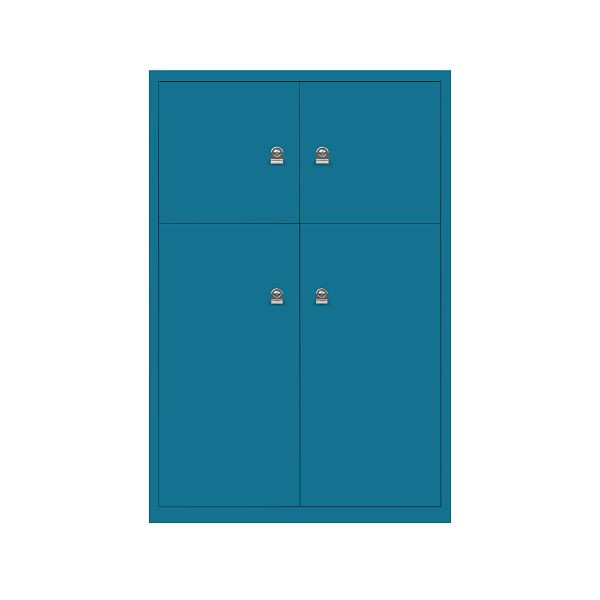 Bisley LateralFile Lodge, 4 lockers: 2x H 375 mm, 2x H 755 mm, staal, cilinderslot, azuurblauw, L0836SABXSDXP686