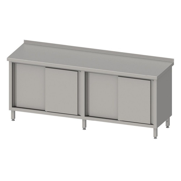 Stalgast werkkast met schuifdeuren 2000x600x850mm, met opstand, gelast, VAS20602A