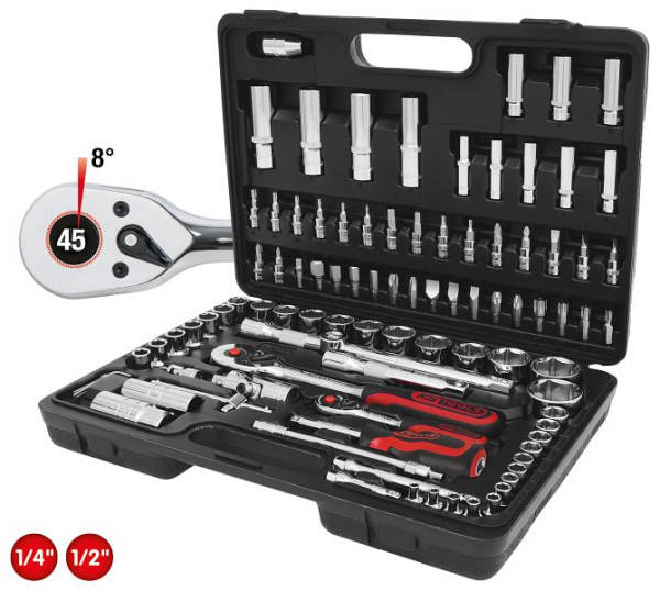 KS Tools 1/4"+1/2" CHROMEplus dopsleutelset, 96-delig, 918.0796