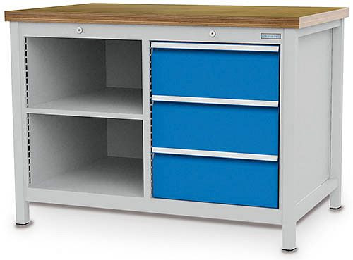 Bedrunka + Hirth box werkbank serie 1200 R18-24, 3 x 200 mm, volledig uittrekbare lades, 1200 x 750 x 859 mm, 03.12.13V