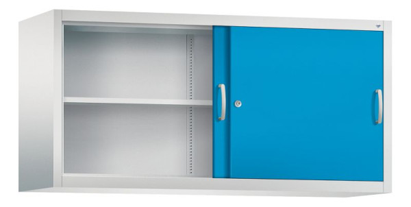 C+P bovenkast Acurado, H790xB1600xD500mm, kleur: lichtgrijs/lichtblauw, beugelgreep, 2 niveaus, 2155-00 S10053
