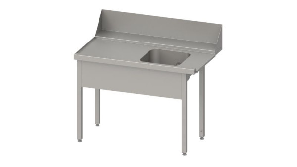 Stalgast voertafel, korfgeleider met afschot, met 1 bak, 800x750x880mm, linkerzijde, opstand: 200mm, bakafdekking, gelast, VZL08713LA