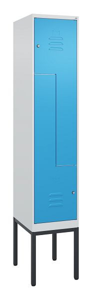 C+P Z-Spind Classic PLUS, Gestell, 2 Abteile, 2120x400x500mm, 7035/5012, Zylinderschlösser, 0800337-122 S10019