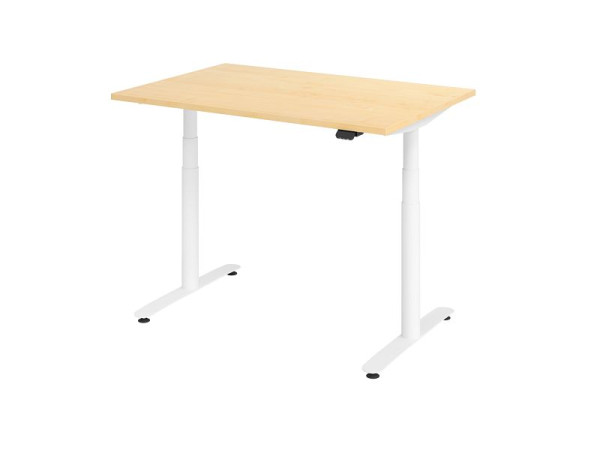 Hammerbacher zit-sta bureau elektrisch 120x80cm esdoorn/wit, VXDLR12/3/W