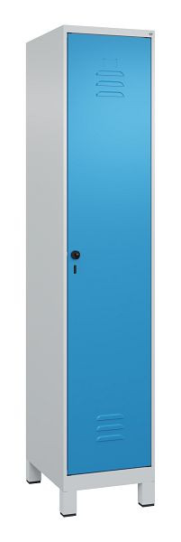 C+P kleedkamerkast Classic PLUS met middenwand, voeten, 1950x400x500mm, 7035/5012, veiligheidsdraaigrendel, 080010-12F S10010