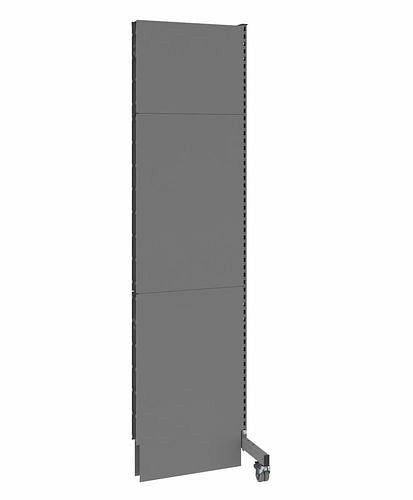 DENIOS mobiele akoestische scheidingswand, opzetpaneel, B 625, H 2500 mm, eenzijdige akoestische geperforeerde plaat, grijs, 293077
