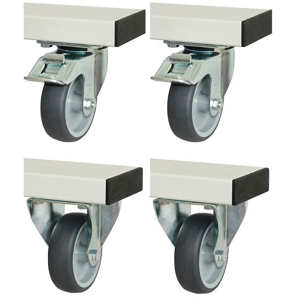 RAU wielenset voor adlatus 300+600 serie, 2x zwenkwiel, 2x bokwiel, 100x125x30 mm, 08-RS-300-600-2LF-2B