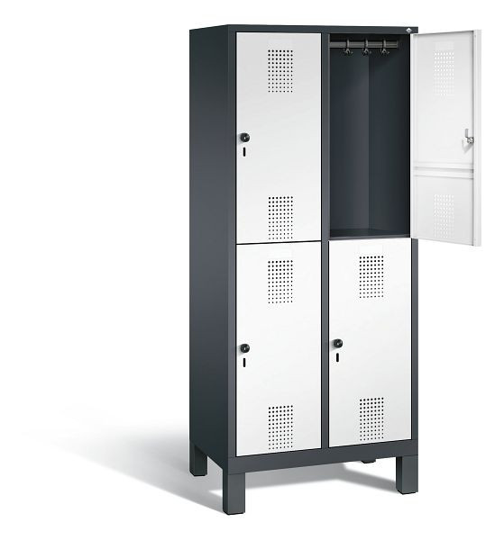 C+P locker dubbellaags Evolo, H1850xW810xD500mm, kleur: zwartgrijs / verkeerswit, 48310-22 S10199