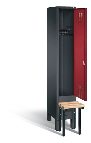 C+P Evolo locker, H1850xW320xD815mm, kleur: zwart-grijs/robijnrood, 48030-10 S10079