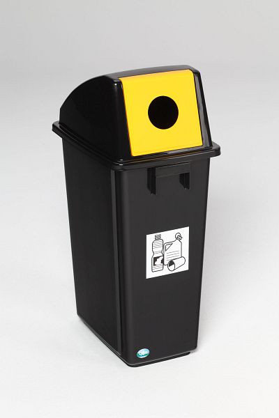 VAR KS recyclebare afvalbak 58 liter, zwart / inwerpklep geel, 3546