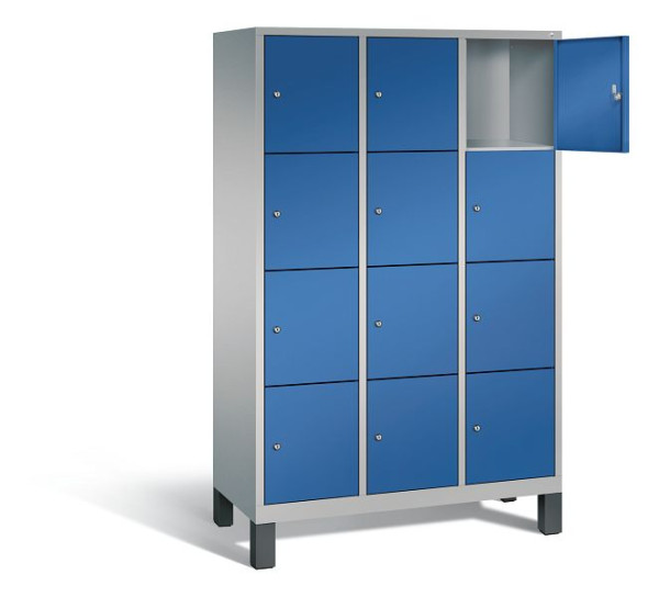 C+P lockerkast Evolo, H1850xB1200xD500mm, kleur: wit aluminium / gentiaanblauw, 48010-324 S10231